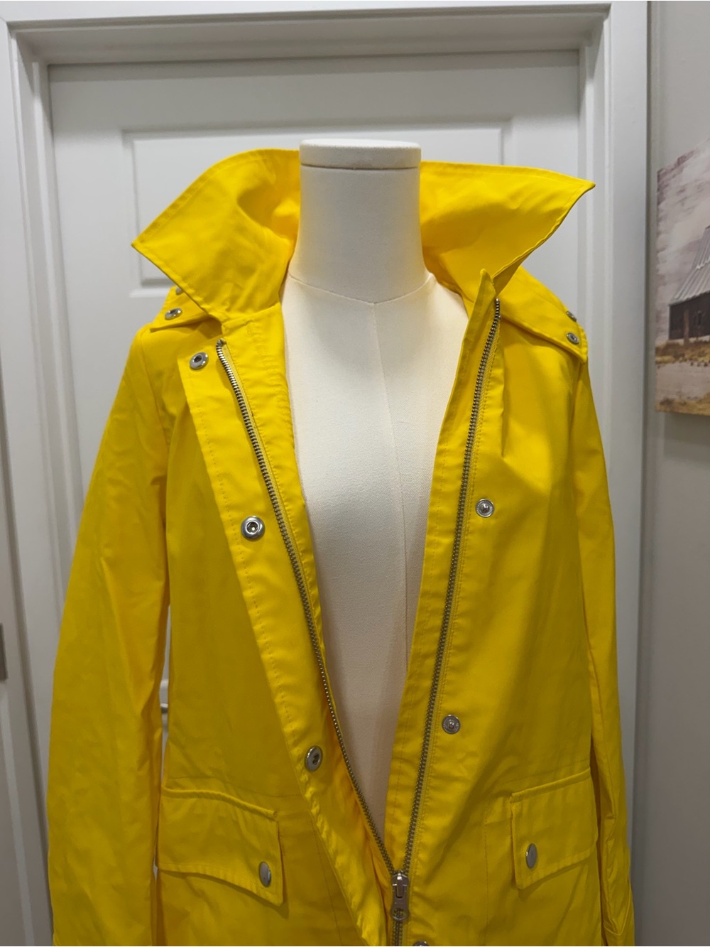 Bright Yellow Raincoat with Snap Front - Picture 6 of 12